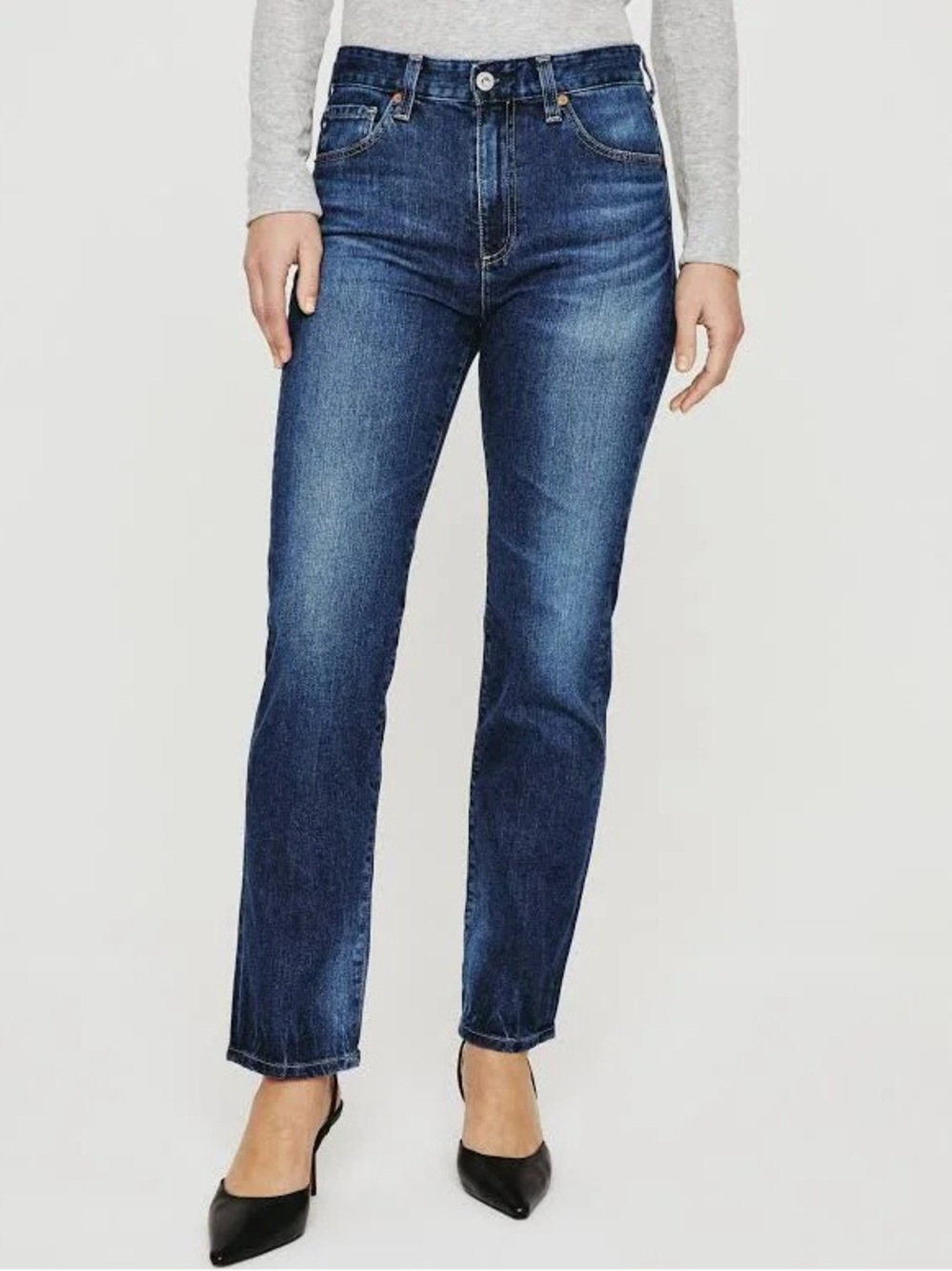AG Adriano Goldschmied Saige High Rise Straight Leg Jeans Dark Wash Size 23